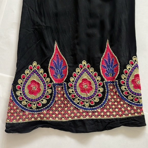 COPY - Ethnic Wear Handmade Indian Ultra Wide Leg Pants Embroidered stretchy on… - Picture 3 of 12